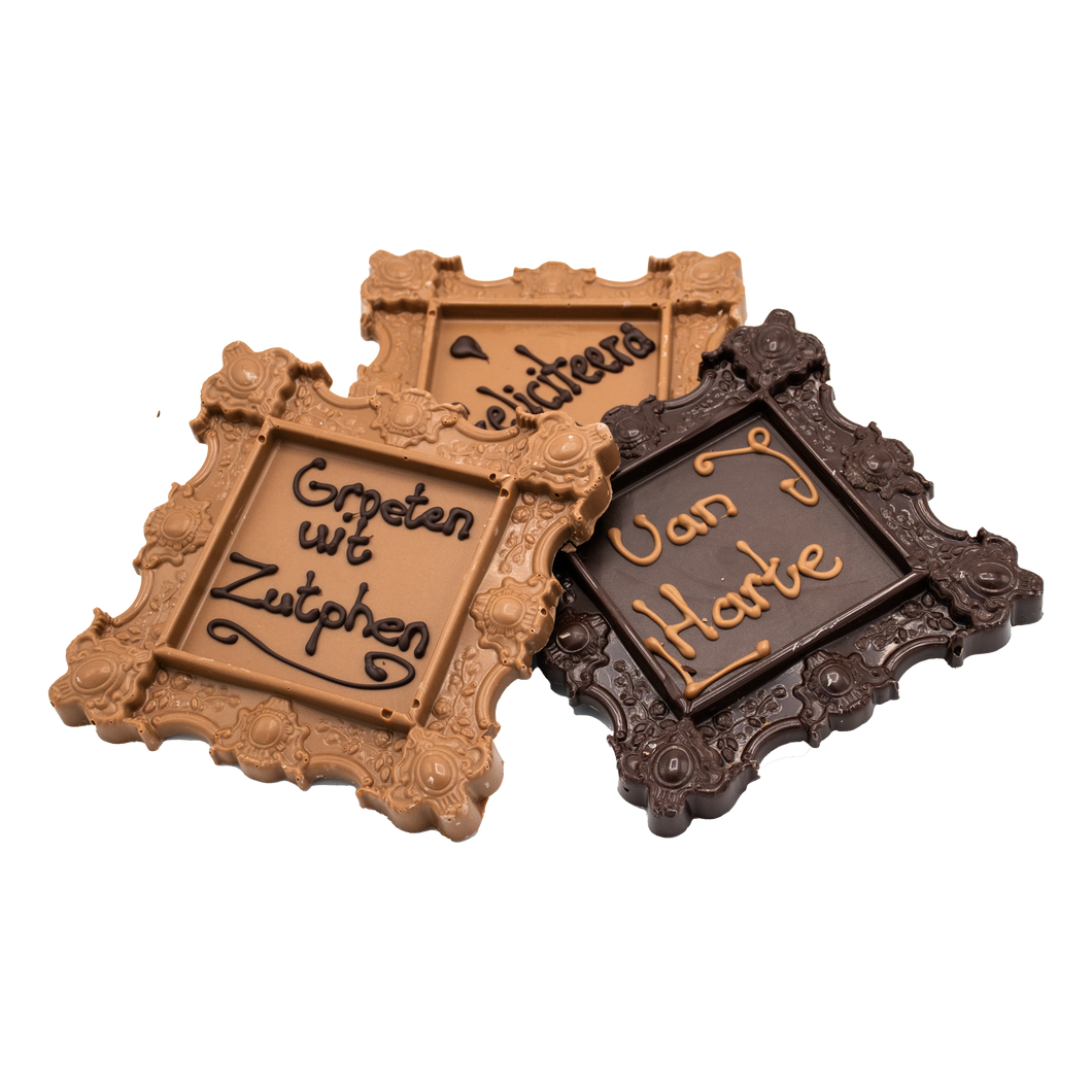 Chocoladekaart met tekst