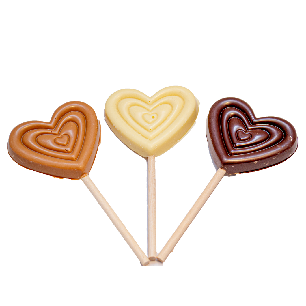Chocoladelolly hartvorm