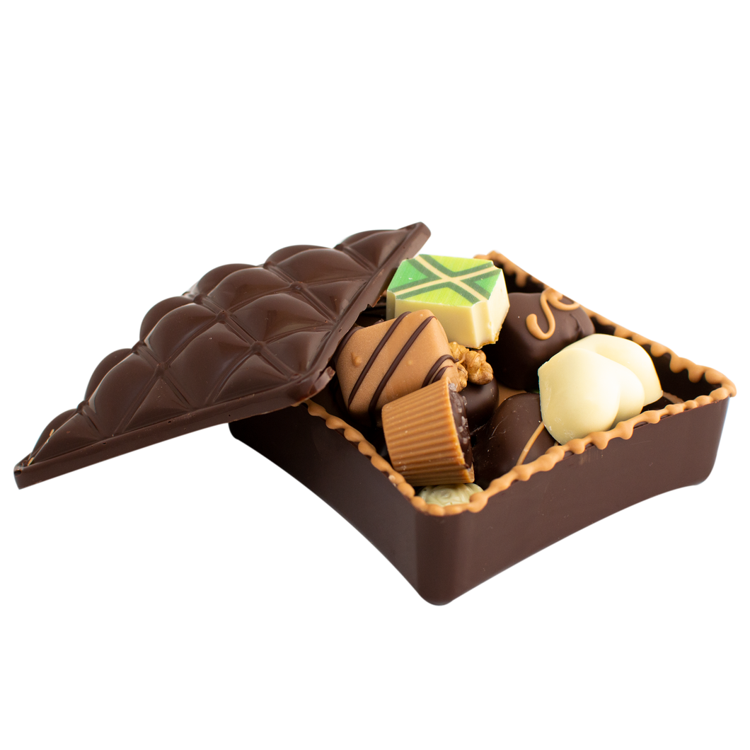 Chocoladegeschenk gevuld met bonbons (Let op: alleen afhaal)